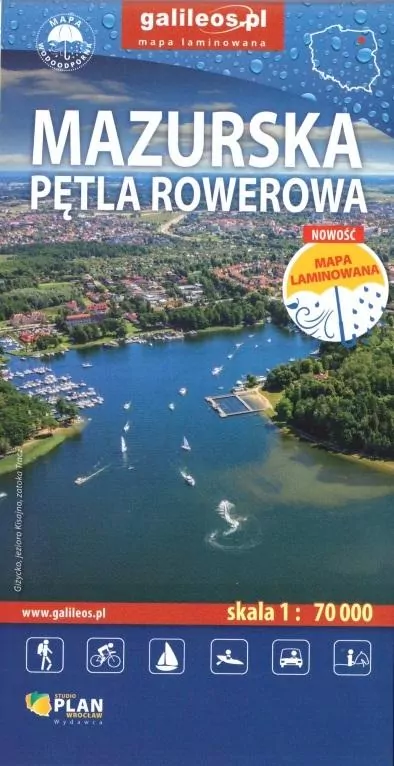 Mazurska Pętla Rowerowa, laminowana 1:70 000 - tantis.pl