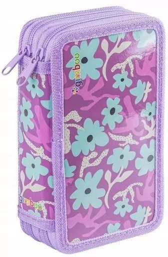 Piórnik z wyposaż. 2 komory Jumbo Flowers fiolet - tantis.pl