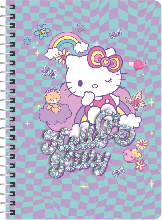 Kołobrulion A4 100k.kratka metalowa spirala Hello Kitty pink wzór 3 - tantis.pl