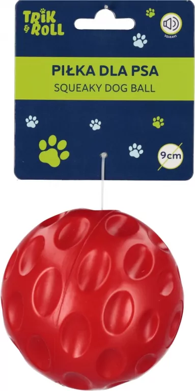 Piłka dla Psa dźwięk 9,5cm czerwona - tantis.pl