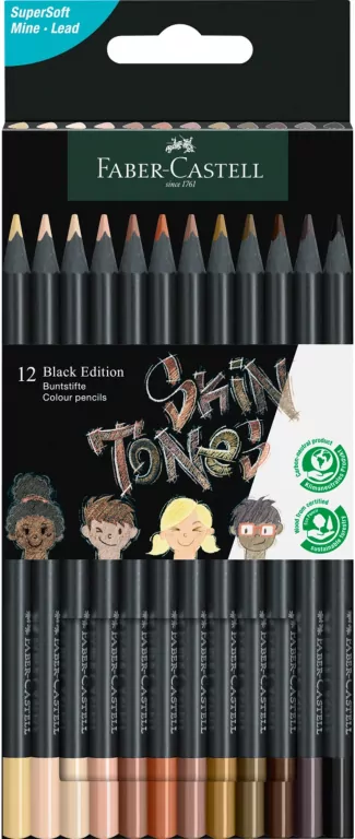 Kredki trójkątne Black Edition. 12 odcieni skóry - tantis.pl