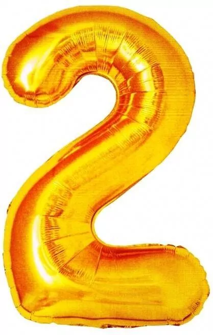 Balon foliowy złoty cyfra 2, wys. 81 cm  BCF-955-2 - tantis.pl