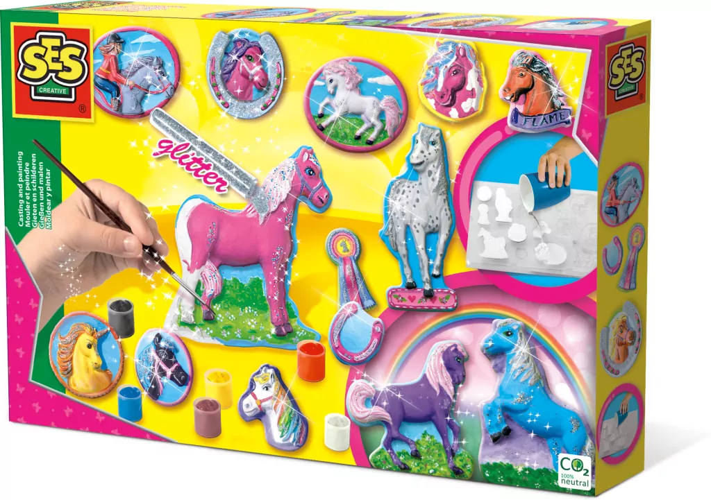 Bajkowe Konie z brokatem. Odlewy gipsowe - tantis.pl