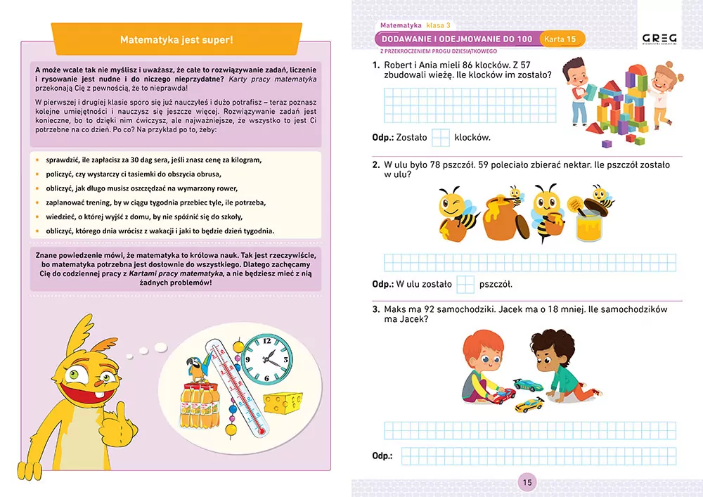 Matematyka. Klasa 3. Karty pracy w szkole i w domu - tantis.pl