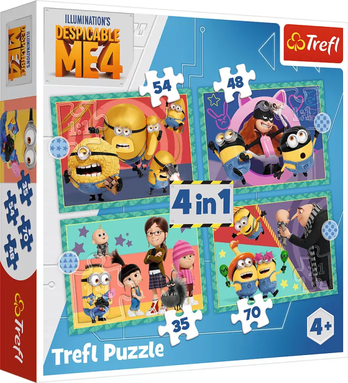 Puzzle 4w1 Zwariowane Minionki TREFL - tantis.pl