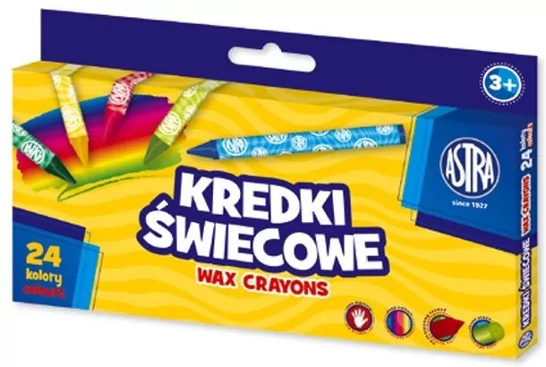 Astra. Kredki świecowe okrągłe, 24 kolory - tantis.pl