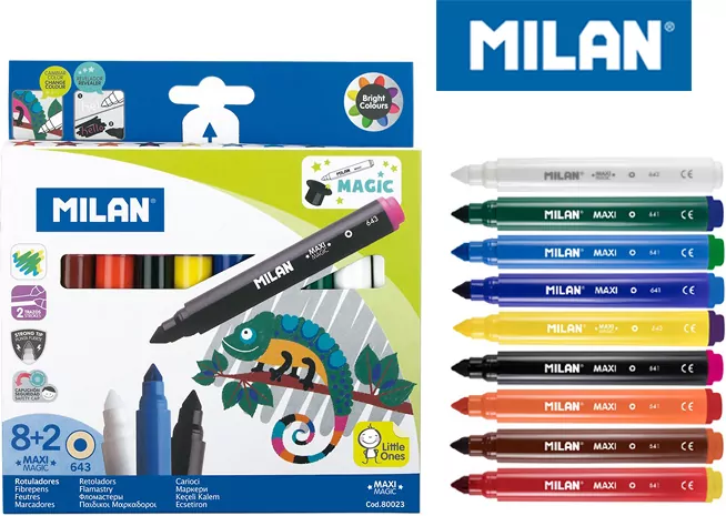 Flamastry Maxi Magic 8 kolorów+2 magiczne MILAN - tantis.pl