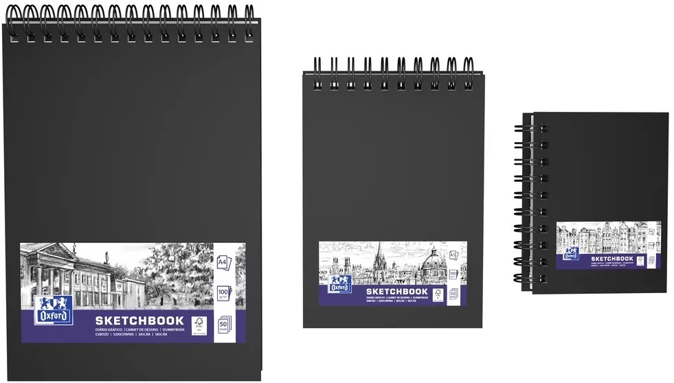 Szkicownik A5 50k Oxford sketchbook spirala czarny, 1 sztuka - tantis.pl
