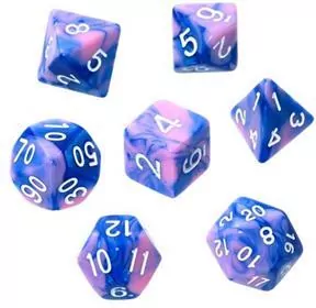 Komplet kości RPG. Dwukolorowe niebiesko-różowe - tantis.pl