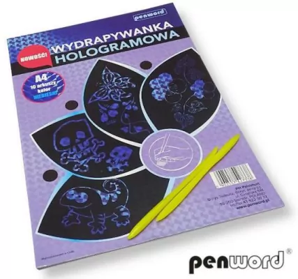 Wydrapywanka hologramowa A4 niebieska