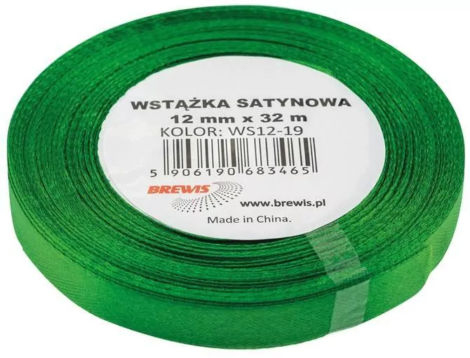 Wstążka satynowa zielona 12mmx32m - tantis.pl