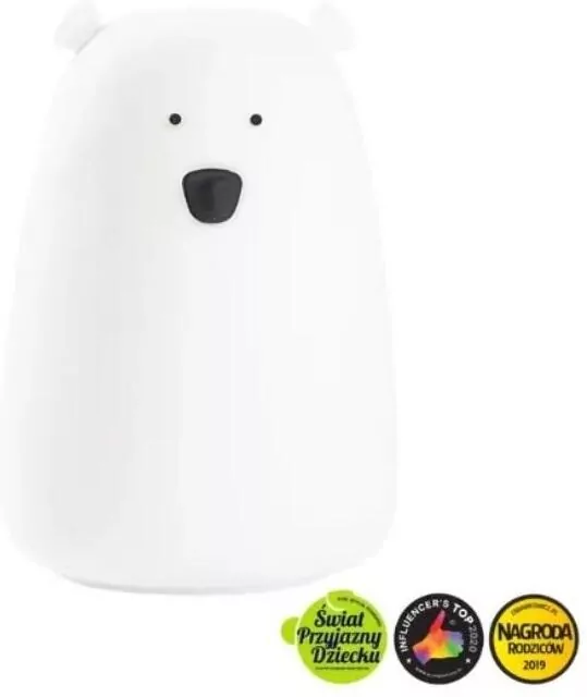 Miś duży lampka silikonowa, biała - tantis.pl