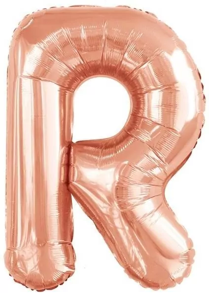 Balon foliowy litera R różowe złoto 60,5x86cm - tantis.pl