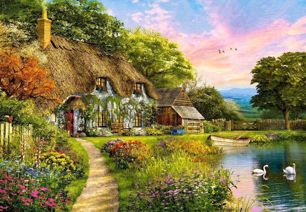 Puzzle 1500 Wiejski domek - tantis.pl
