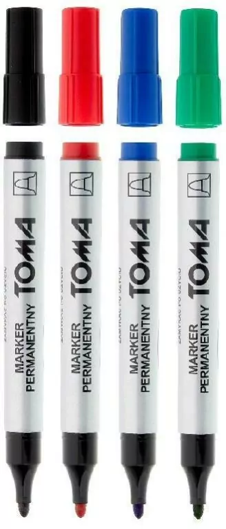 Marker permanentny okrągły mix 4 kolory TOMA - tantis.pl