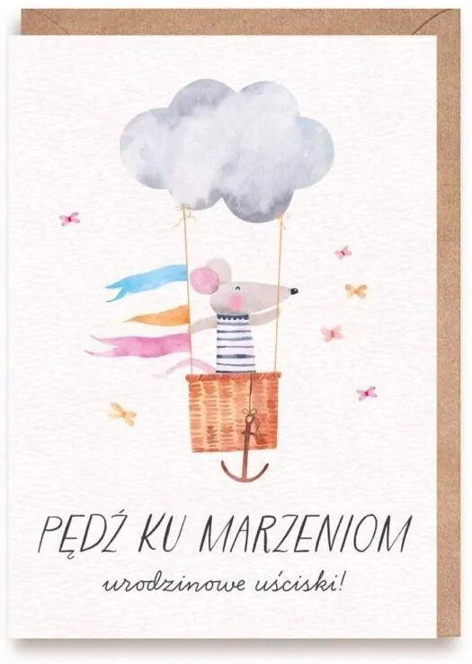 Kartka urodzinowa Myszka, eko koperta - tantis.pl