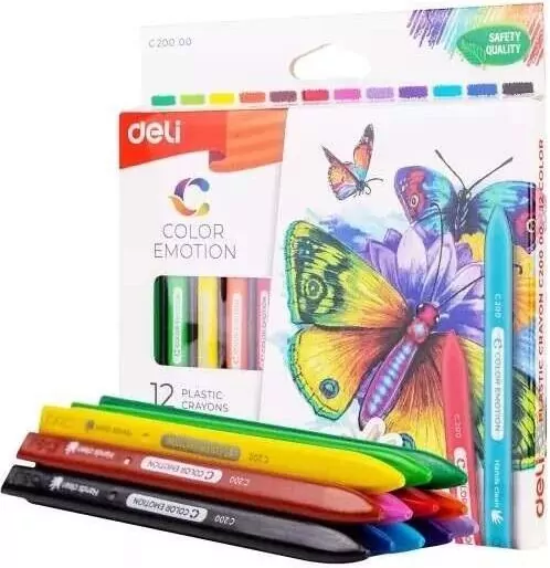 Kredki trójkątne plastik Color Emotio 12 kol DELI - tantis.pl