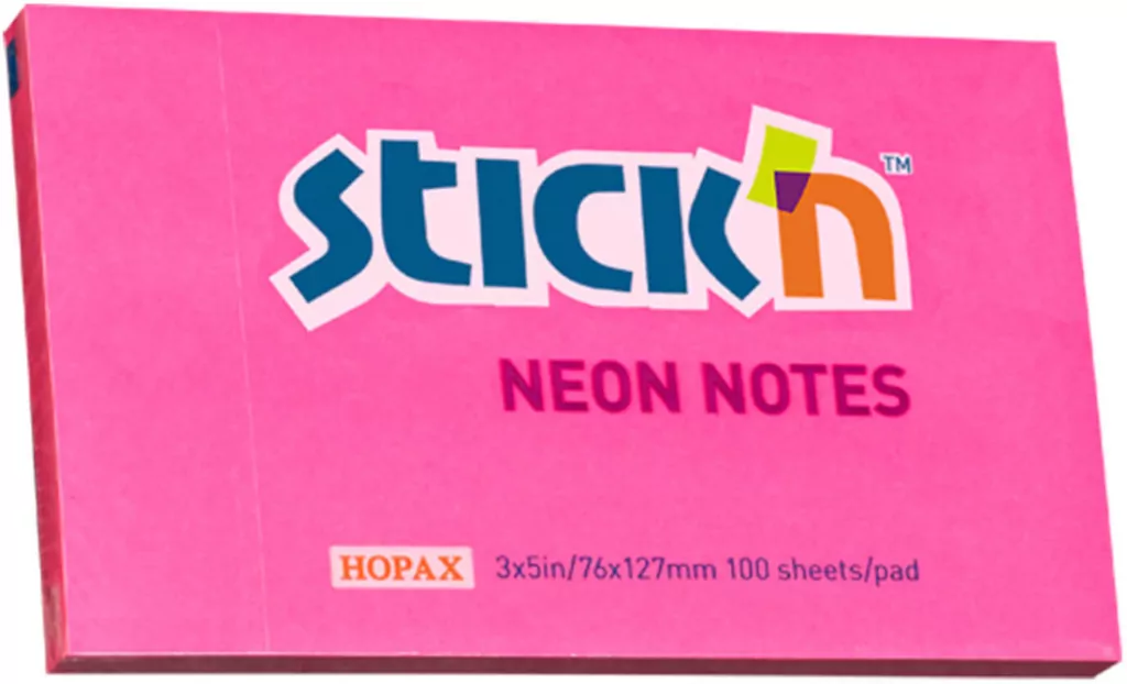 Notes samoprzylepny 127mmx76mm neon ciemnoróżowy - tantis.pl