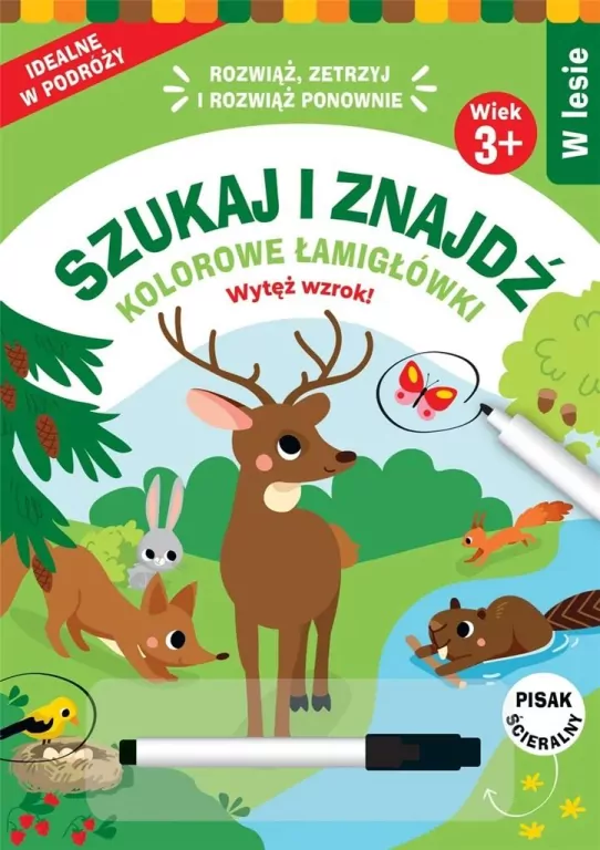 Szukaj i znajdź. Kolorowe łamigłówki. W lesie - tantis.pl