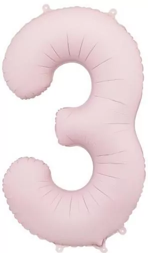 Balon foliowy cyfra 3 86cm jasny różowy - tantis.pl