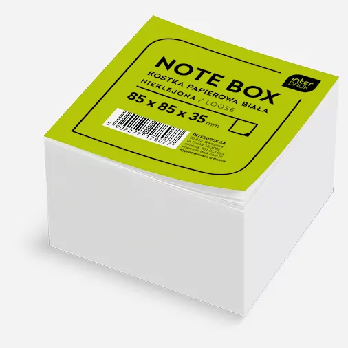 Kostka papierowa biała 85x85x35 mm. Nieklejona - tantis.pl