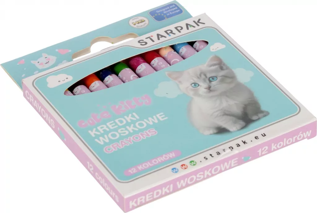 Kredki woskowe 12 kolorów Kitty - tantis.pl