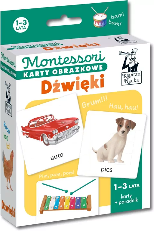 Montessori. Karty obrazkowe Dźwięki. 1-3 lata - tantis.pl