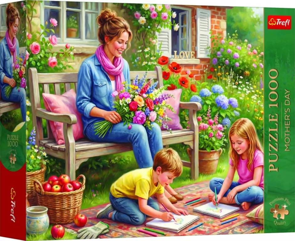 Puzzle 1000 Mother's Day: Rodzina w ogrodzie TREFL - tantis.pl