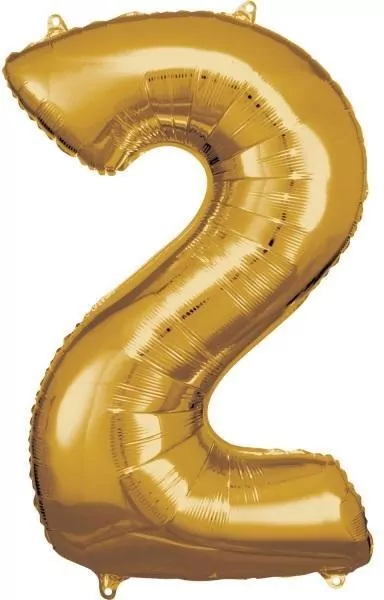 Balon foliowy cyfra 2 złota 57x86cm - tantis.pl