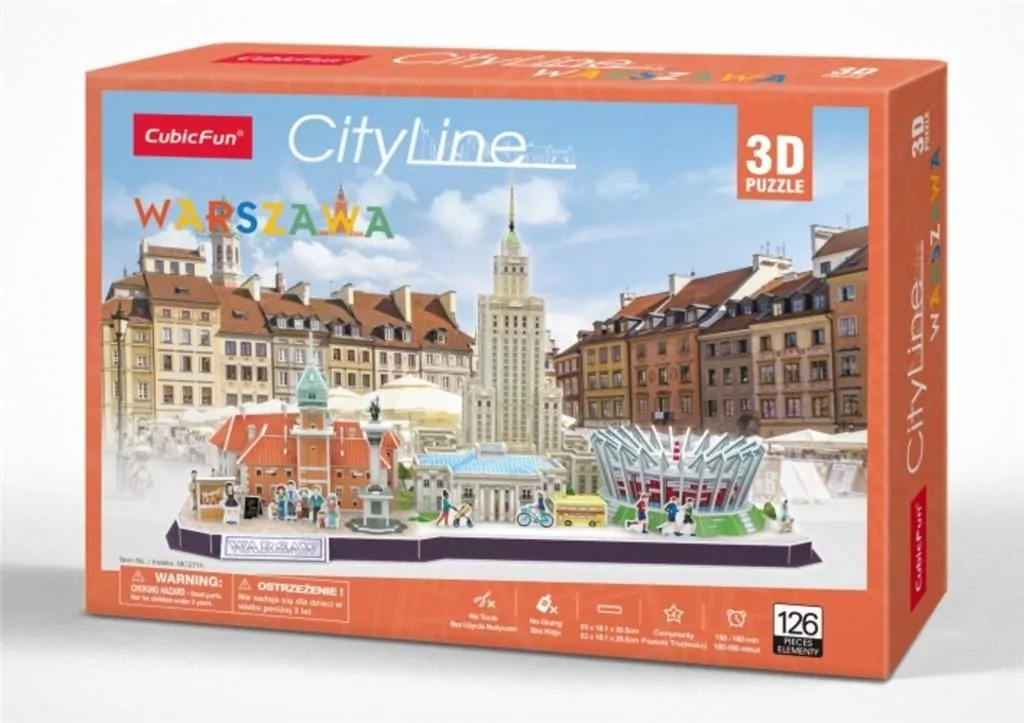 Puzzle 3D 126 elementów. Cityline. Warszawa - tantis.pl