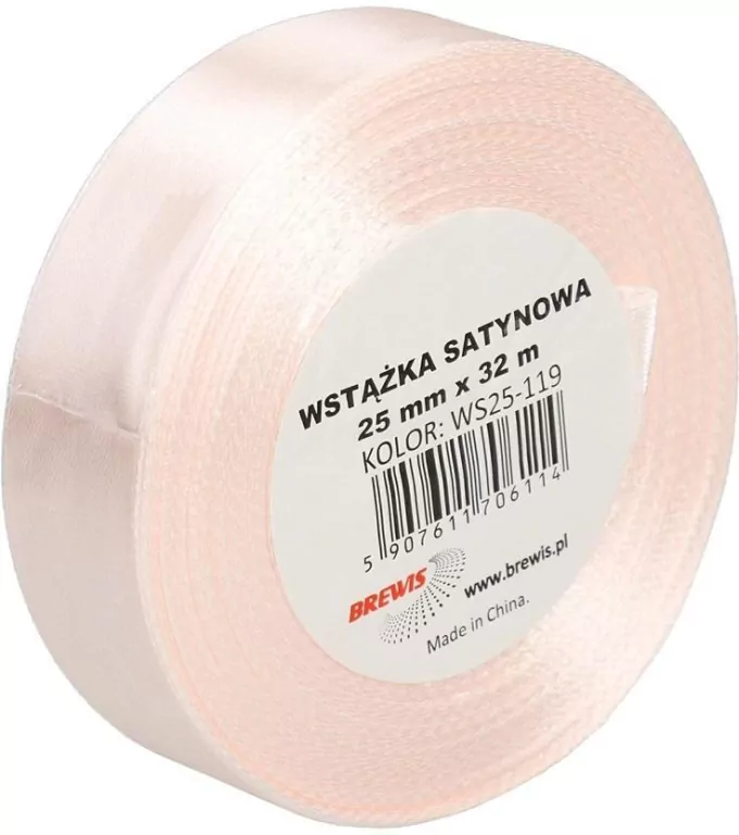 Wstążka satynowa szampańska 25mm x 32m - tantis.pl