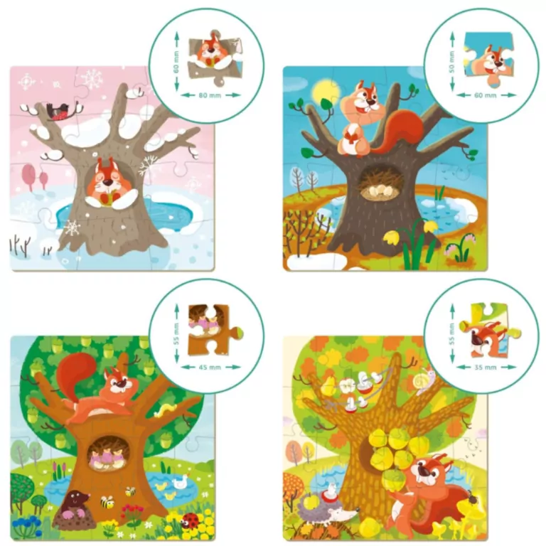 Puzzle 4w1. Z wiewiórką przez cztery pory roku - tantis.pl