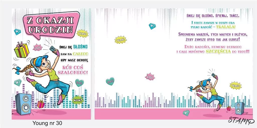 Karnet Young B6 + koperta wzór nr 30 Urodziny - tantis.pl