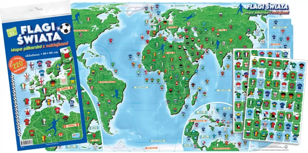 Flagi świata. Mapa piłkarska z naklejkami - tantis.pl