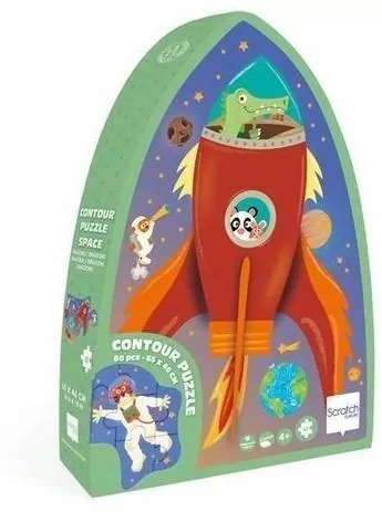 Scratch. Puzzle 60. Puzzle konturowe. Rakieta i kosmos - tantis.pl