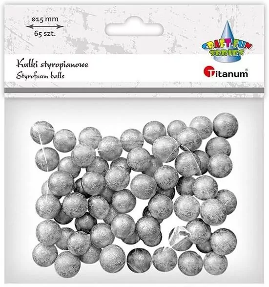 Kulki styropianowe 15mm 65szt srebrne - tantis.pl