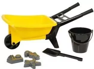 Taczka z akcesoriami do piasku 56cm żółta - tantis.pl