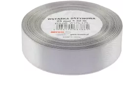 Wstążka satynowa, srebrna 25mmx32m