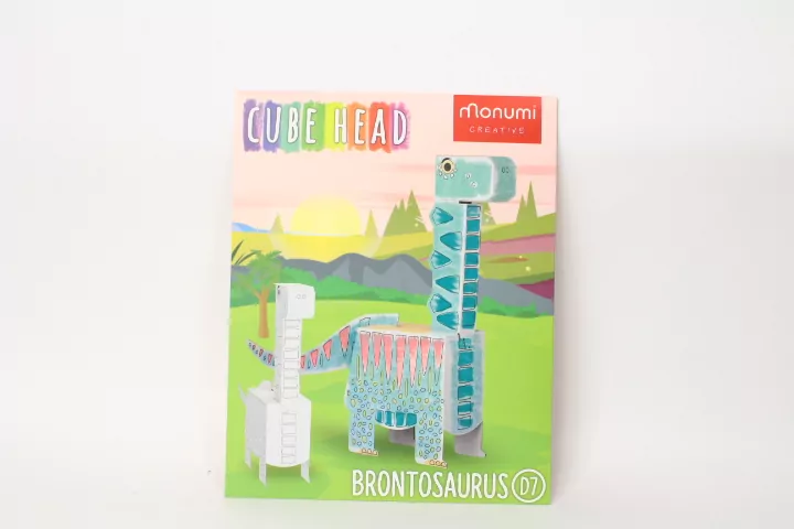 Cube head. Dino. Brontozaur. Złóż i pokoloruj - tantis.pl