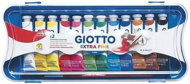 Farby plakatowe w tubkach 12 kolorów GIOTTO - tantis.pl