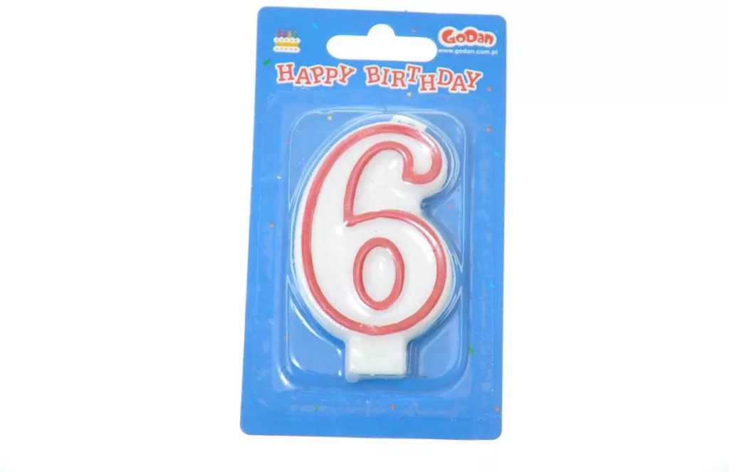 Świeczka 6 czerwony kontur 7cm - tantis.pl