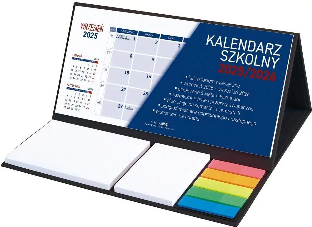 Kalendarz szkolny z notesem 2025/2026 czarny - tantis.pl