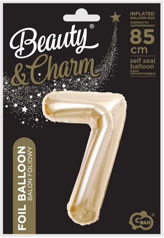 Balon foliowy. Cyfra 7 szampańska 85cm - tantis.pl