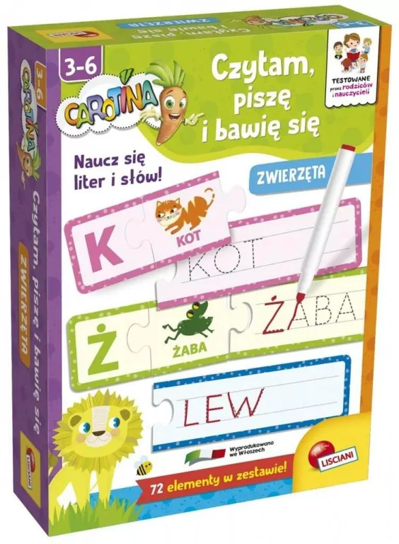 Lisciani Czytam, Piszę I Bawię Się - Zwierzęta Carotina - tantis.pl