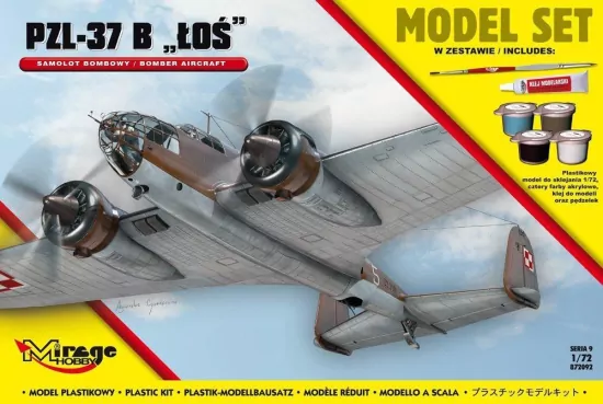 Model do sklejania. Samolot Bombowy PZL-37B "ŁOŚ"