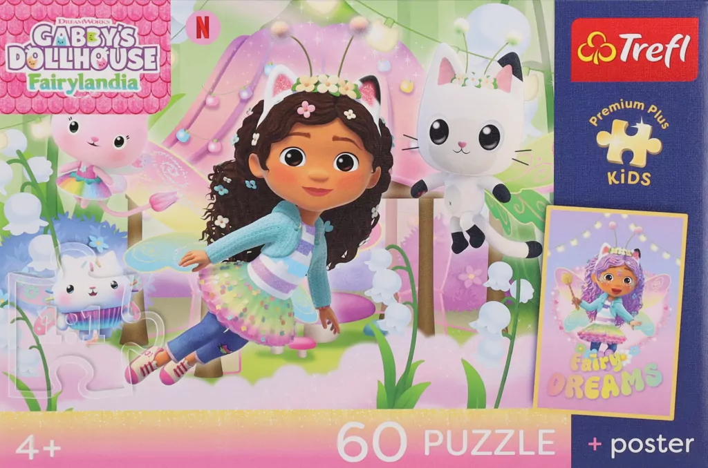 Puzzle 60 Koci Domek Gabi + plakat TREFL - tantis.pl