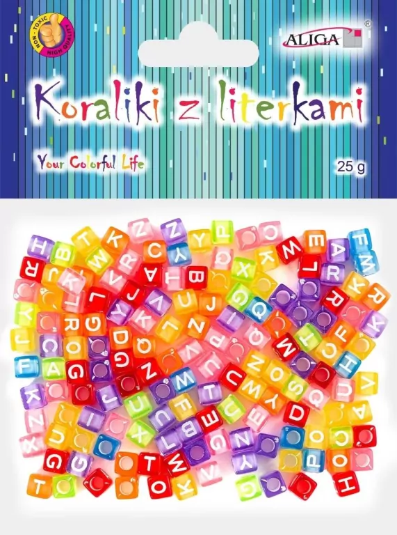 Koraliki plastikowe z literkami 6x6mm 25g - tantis.pl