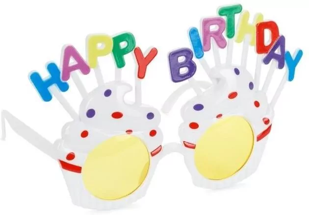 Okulary Babeczka Happy Birthday białe - tantis.pl