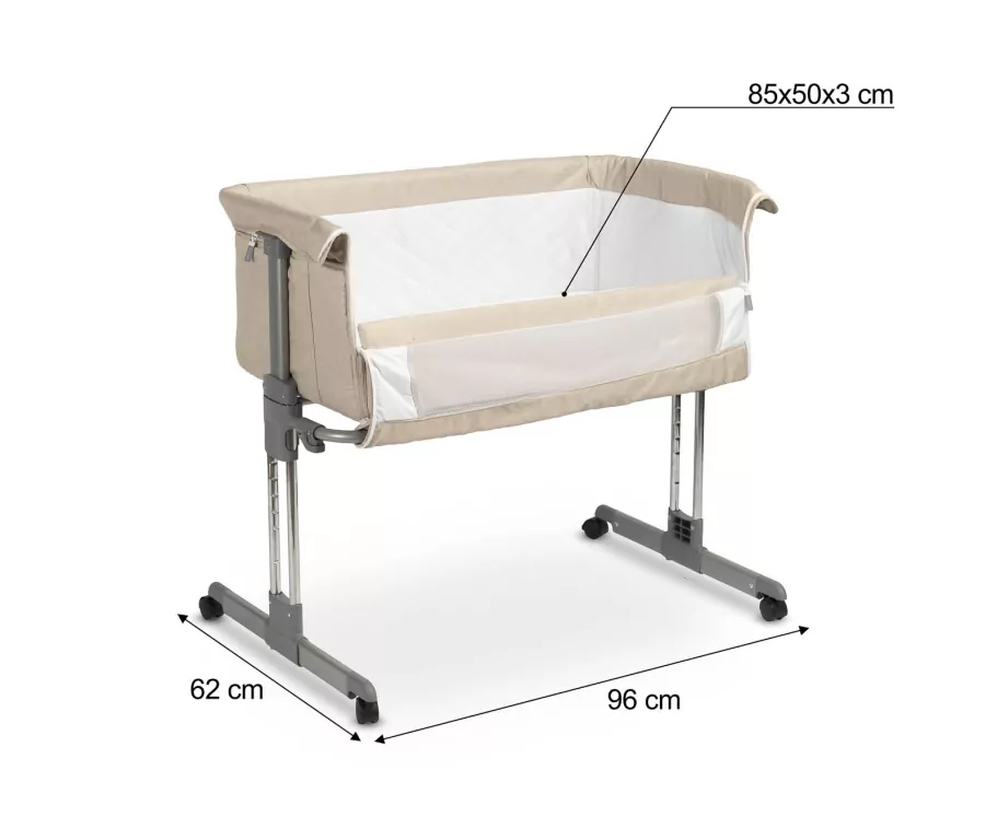 Caretero Łóżeczko Sleep2gether dostawne beżowe - tantis.pl