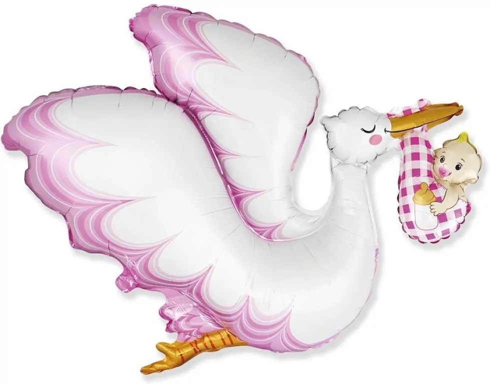 Balon foliowy Bocian Baby Girl - tantis.pl